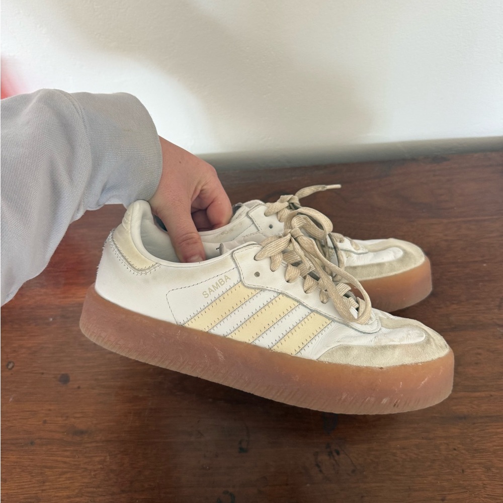 Adidas Samba White Leather Sneakers with Gum Sole
